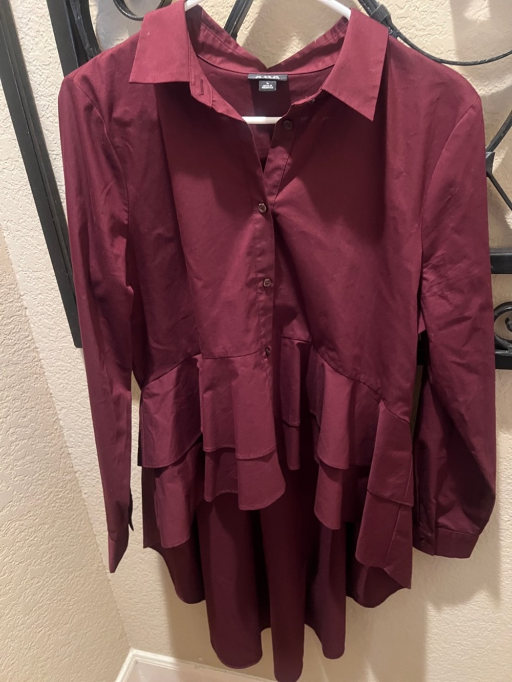 a.n.a Maroon Button-Front Collared Shirt
